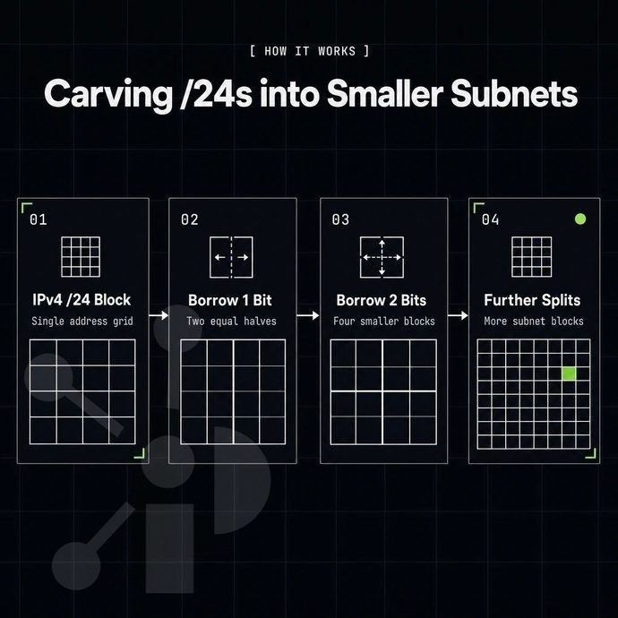 grid of IPv4 address blocks with one block highlighted lime