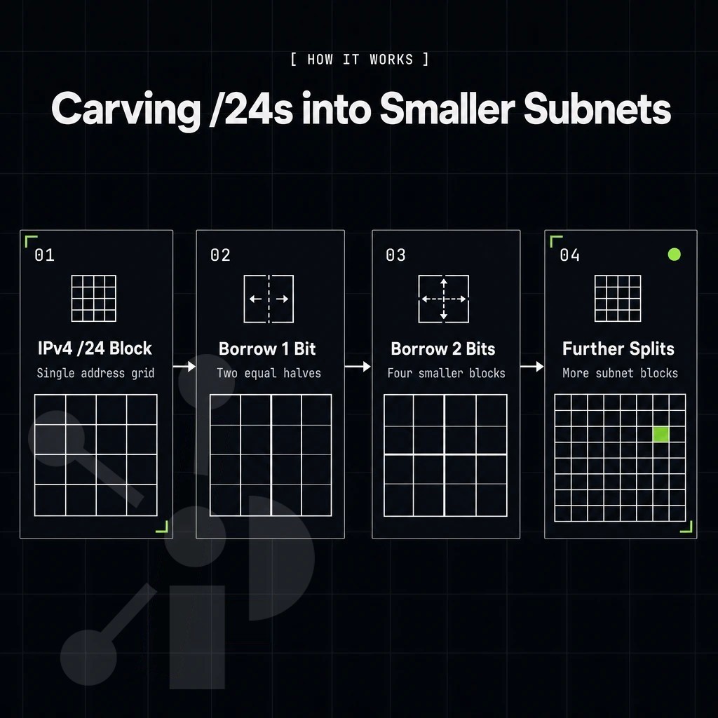 grid of IPv4 address blocks with one block highlighted lime
