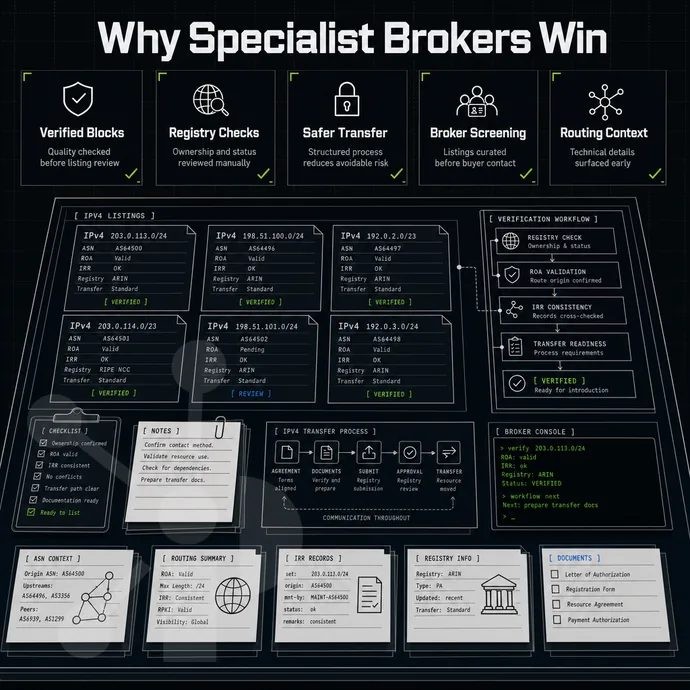 broker desk with listing cards for address blocks