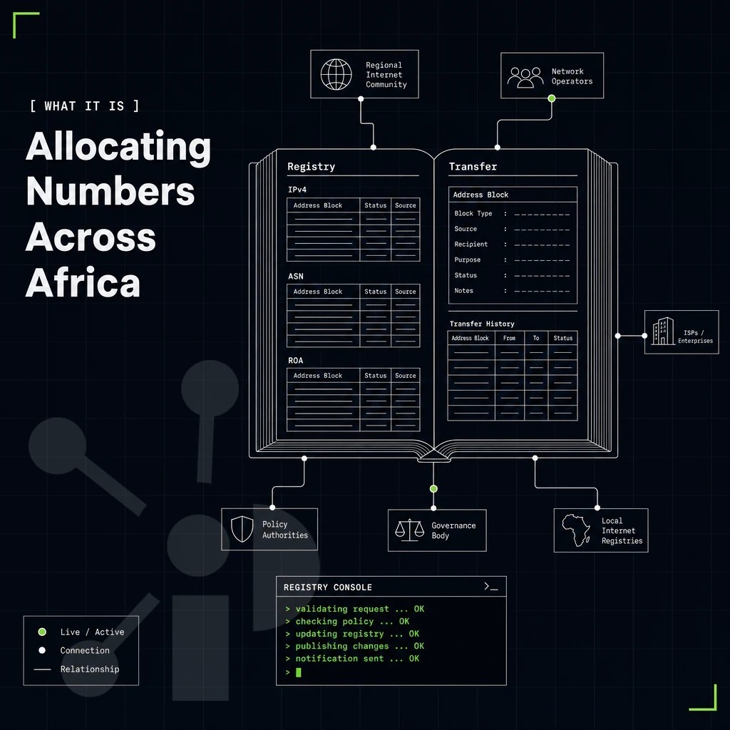 registry ledger book with address-block entries