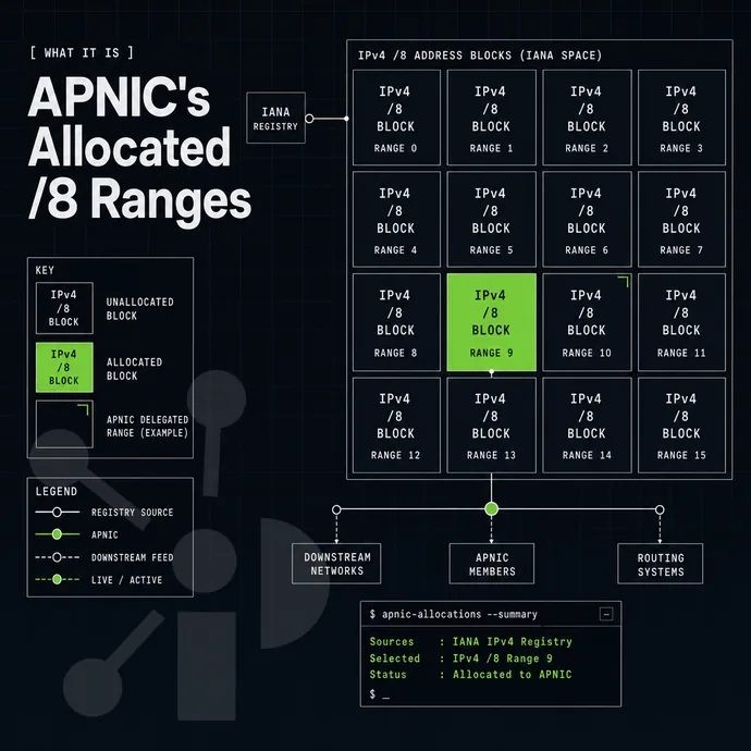 grid of IPv4 address blocks with one block highlighted lime