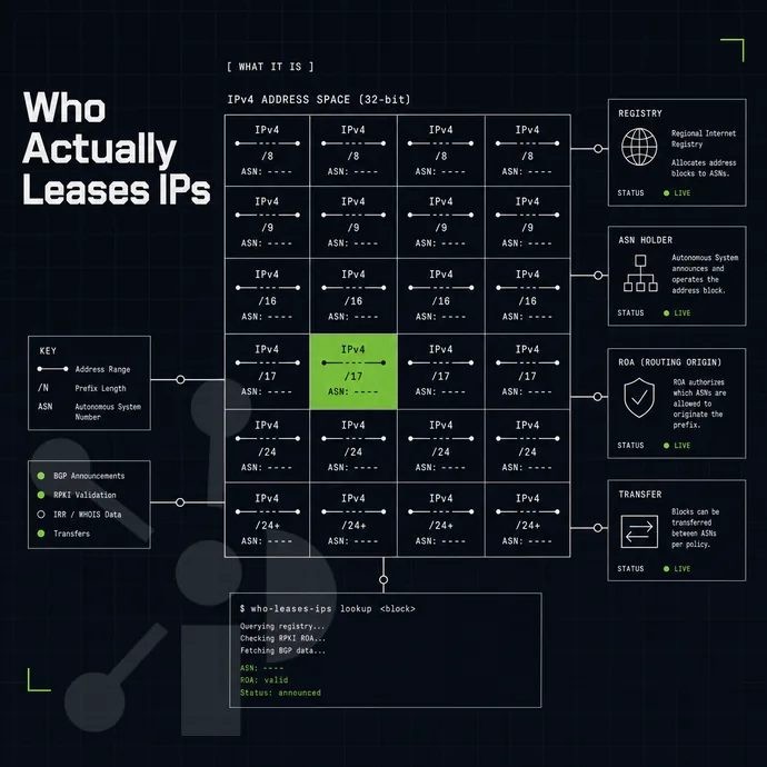 grid of IPv4 address blocks with one block highlighted lime